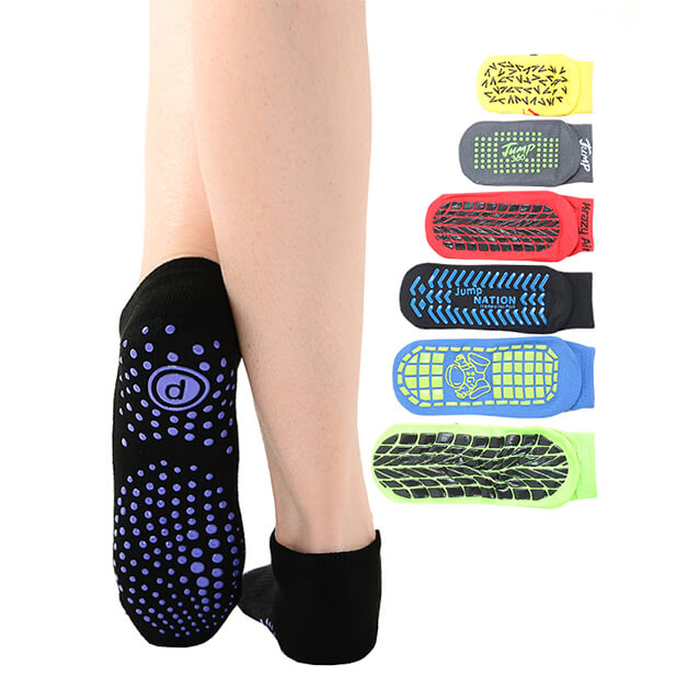 Custom Cotton Polyester Kids Children Adults Men Women Non Slip Antislip Trampoline Jump Grip Socks
