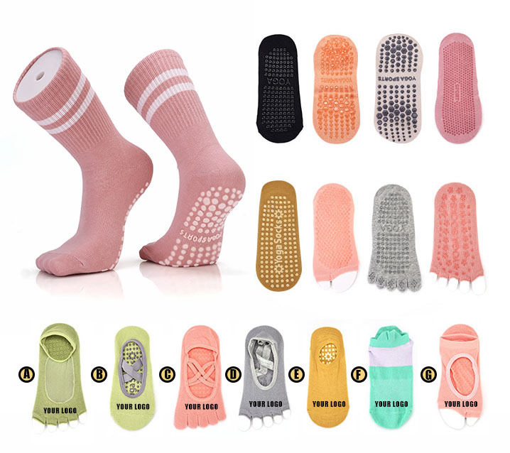 custom women's yoga grip socks with logo non slip anti slip gym pilates yoga socks custom logo