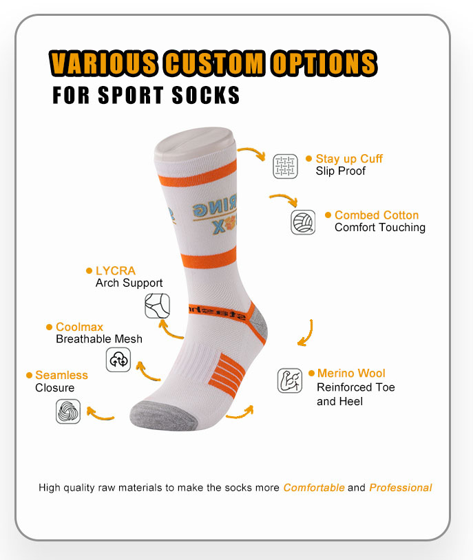 custom coolmax sport socks custom options