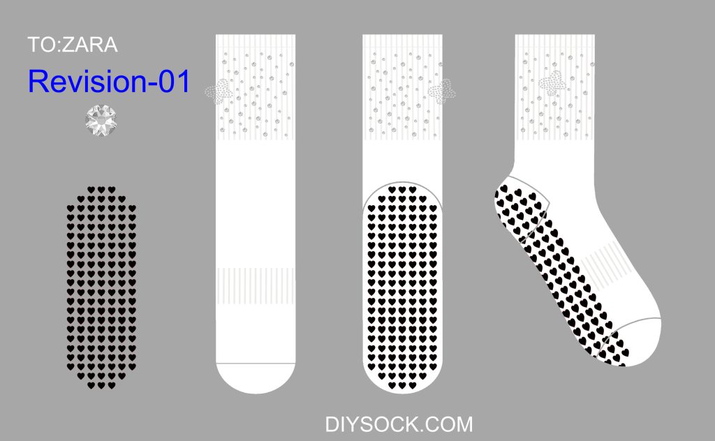 Custom Pilates Grip Socks For Zara -sock tempalte revision